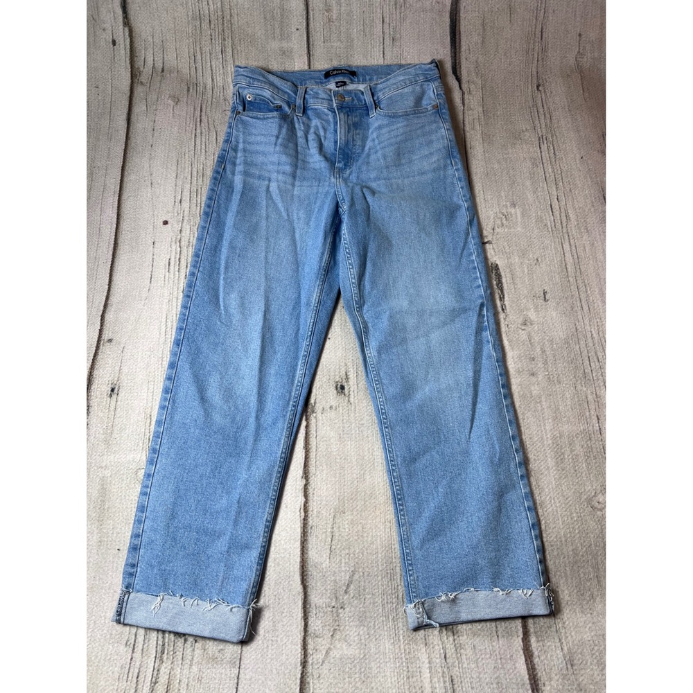 Calvin Klein Jeans Womens 6 Blue Straight Leg‎ High Rise Raw Hem Minimalist